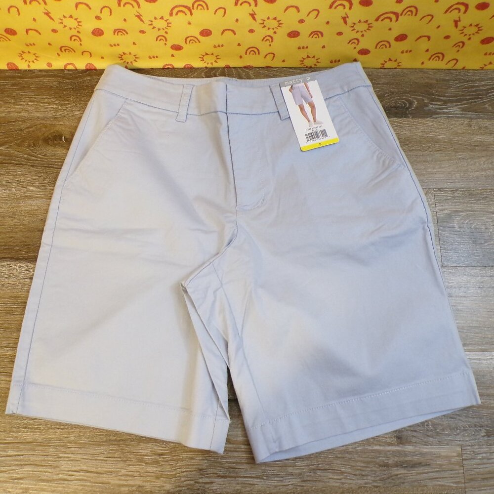 MATTY M 2 NWT Women's Bermuda Shorts Flat Front Blue & Navy Size Small - Picture 2 of 9